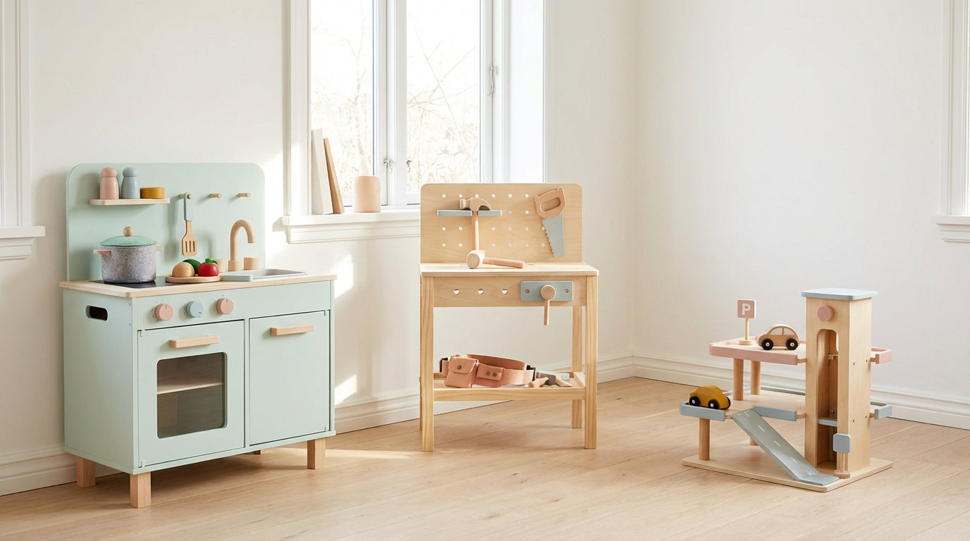 Holzspielzeug Küche & Co.: Arten, Alter, Zubehör & Spielideen