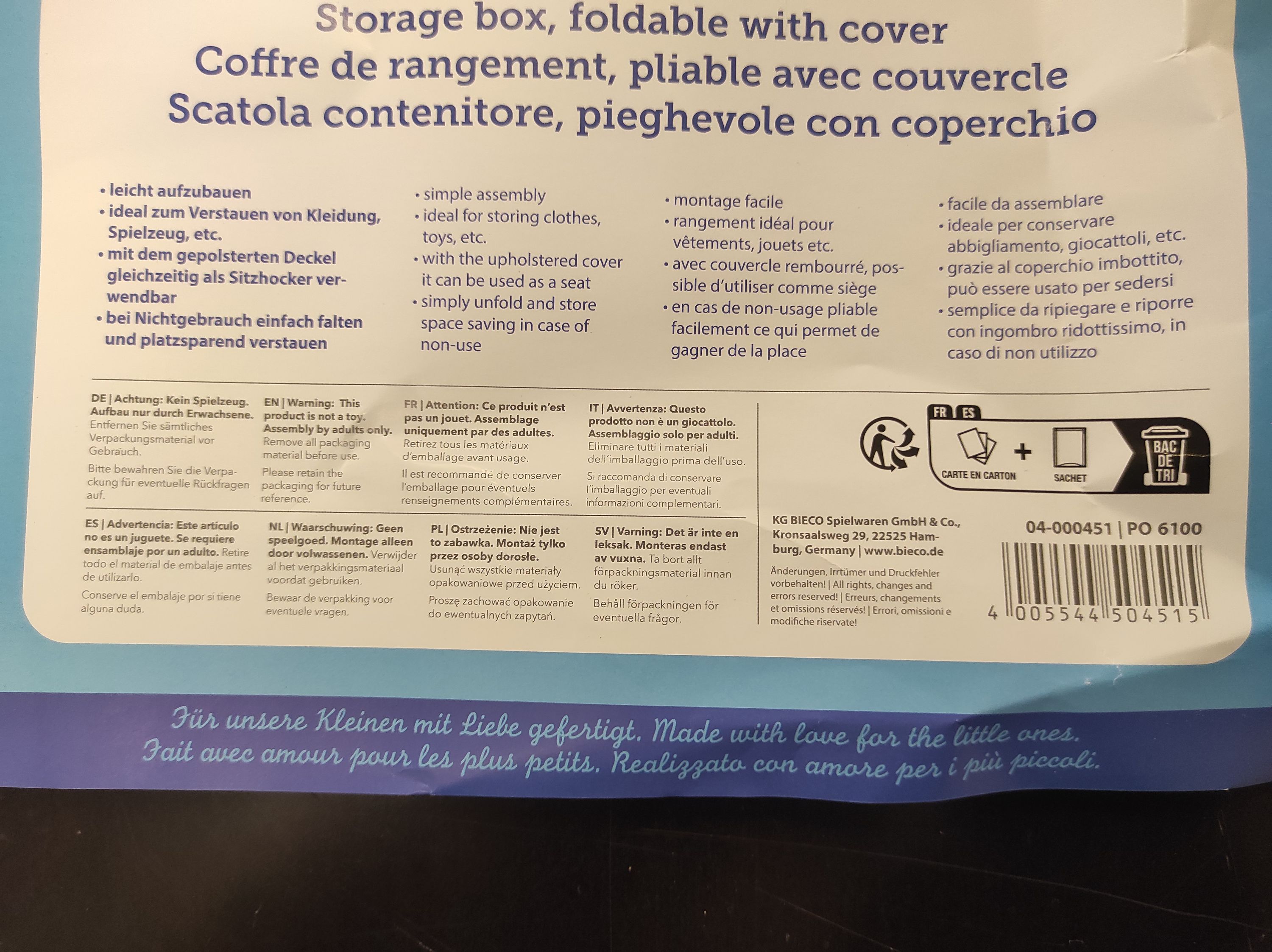 Boîte de rangement & banc 2en1 Licorne