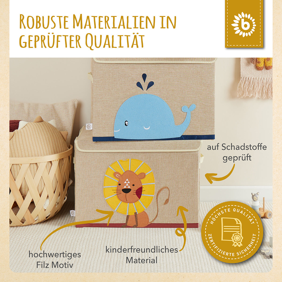 Boîte de rangement lion avec couvercle