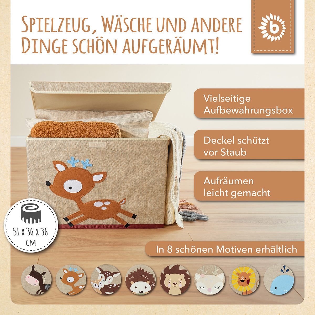 Box portaoggetti cerbiatto con coperchio