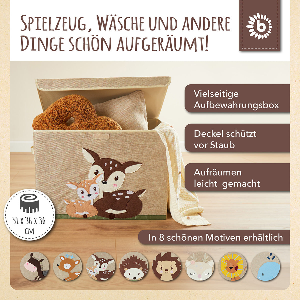 Box portaoggetti cerbiatti con coperchio