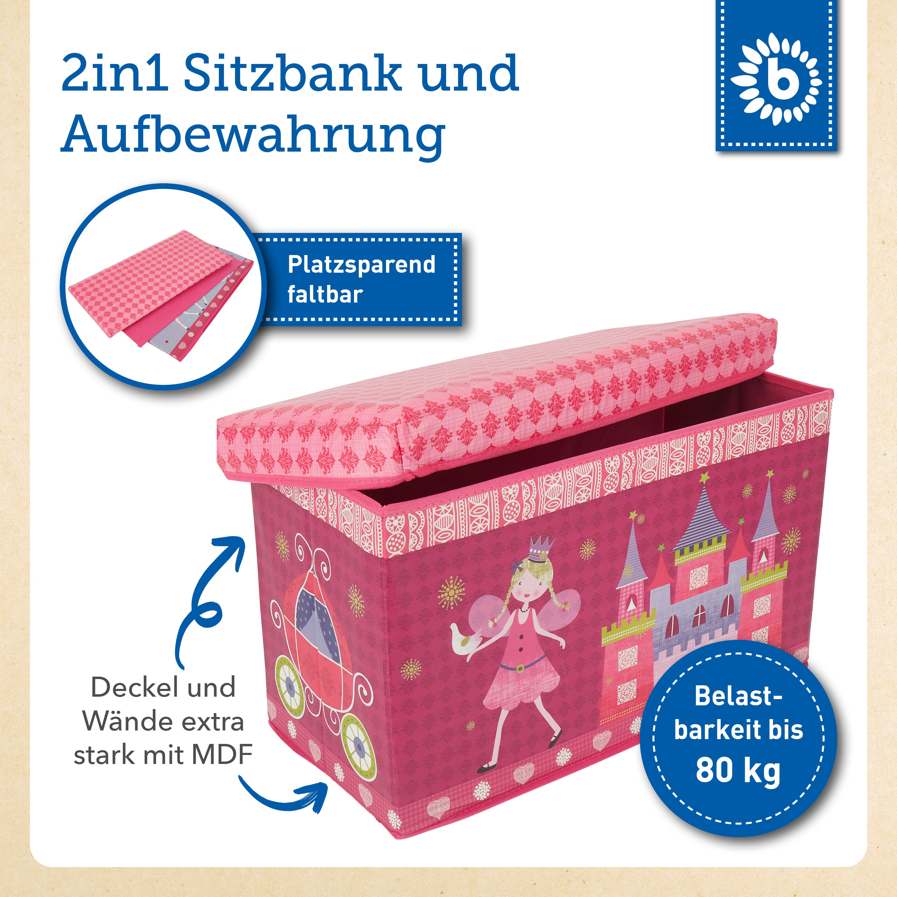 2in1 Staubox & Sitzbank Prinzessin