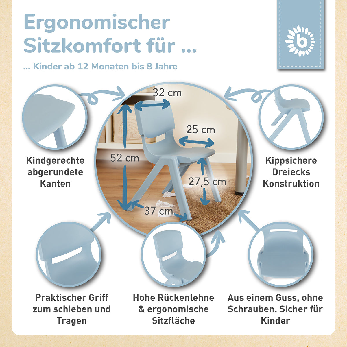 Sedia per bambini hazy blue