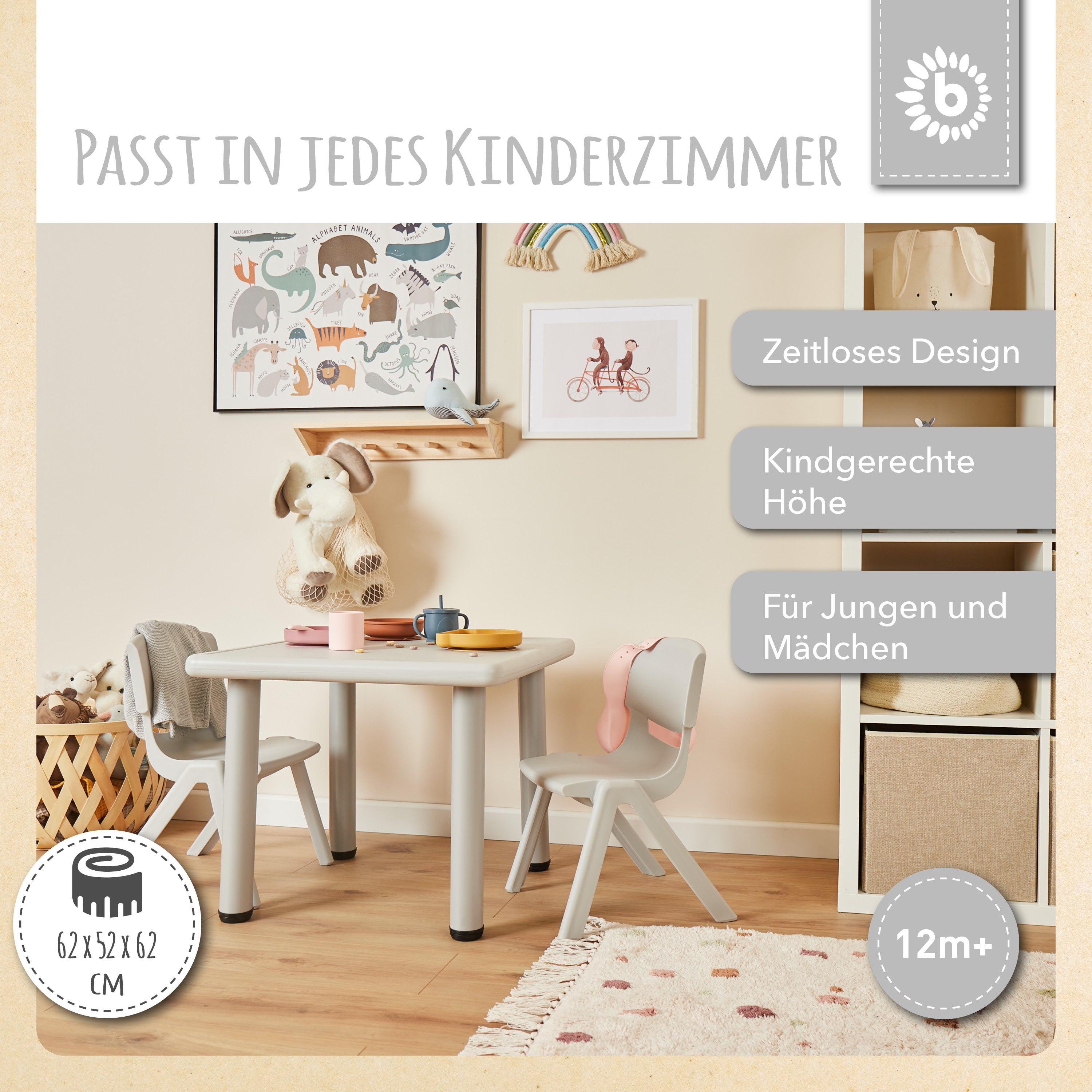 1x table enfant Silver & 2x chaise enfant Dreamy Rose