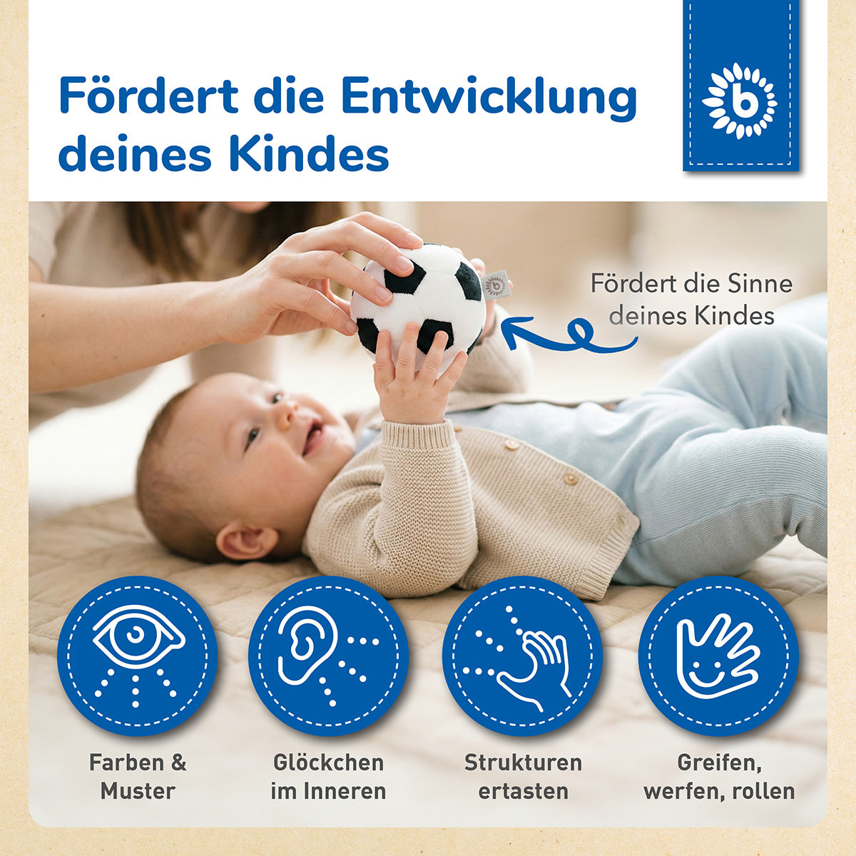 Ball en velours football avec hochet