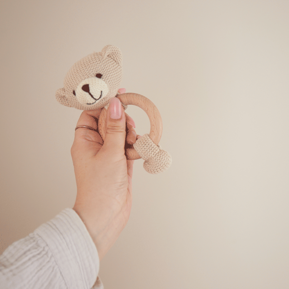 Anneau de préhension ours avec hochet