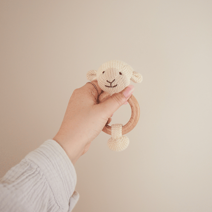 Anneau de préhension mouton avec hochet