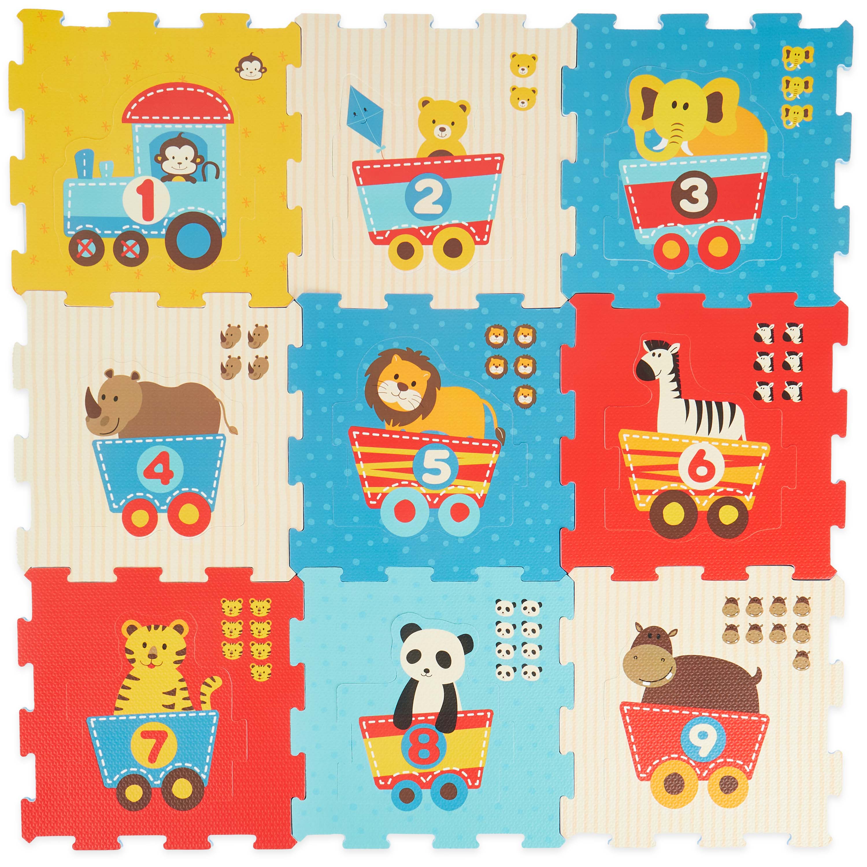 Tapis puzzle train d’animaux 18 pièces