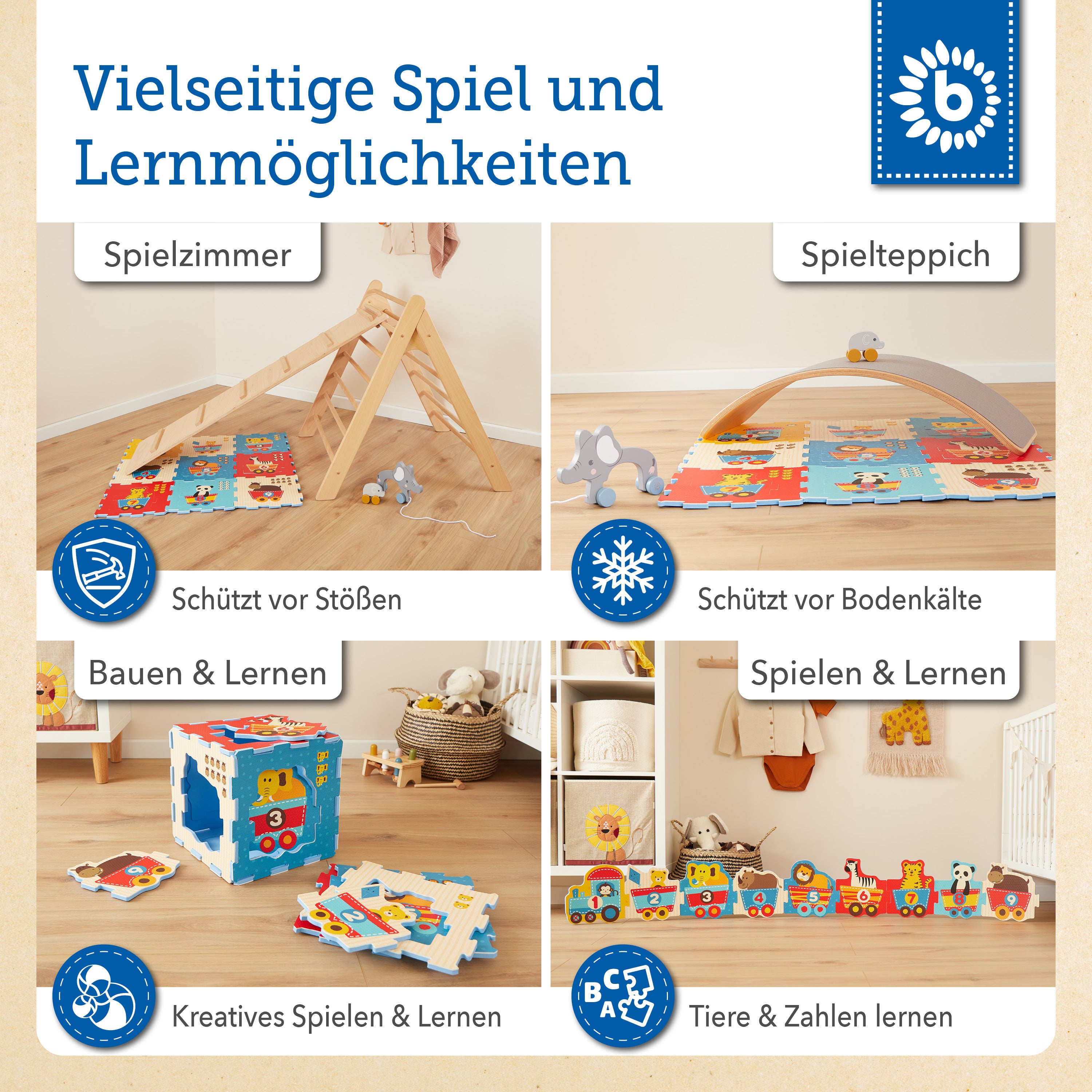 Tapis puzzle train d’animaux 18 pièces