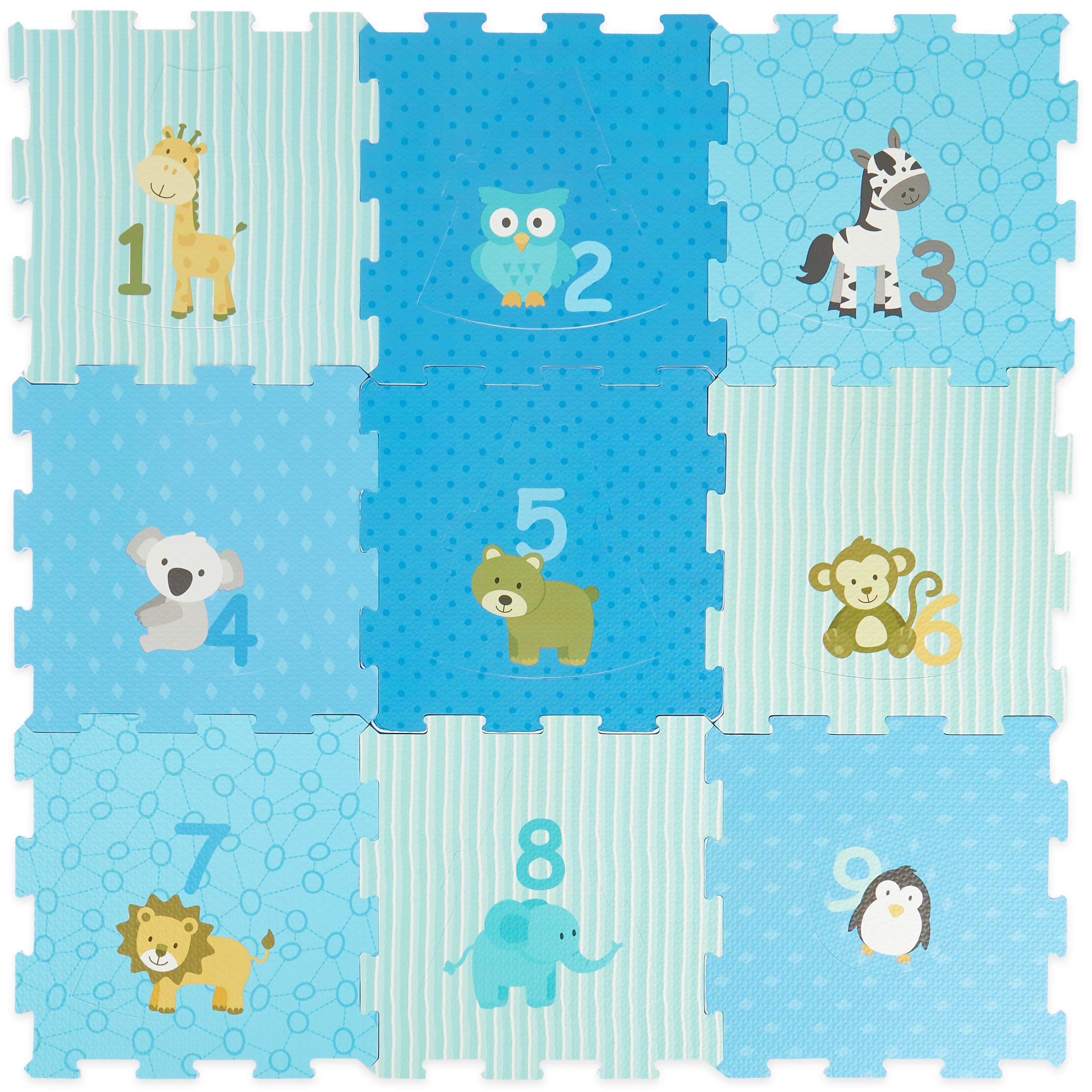 Tapis puzzle animaux bleu 18 pièces