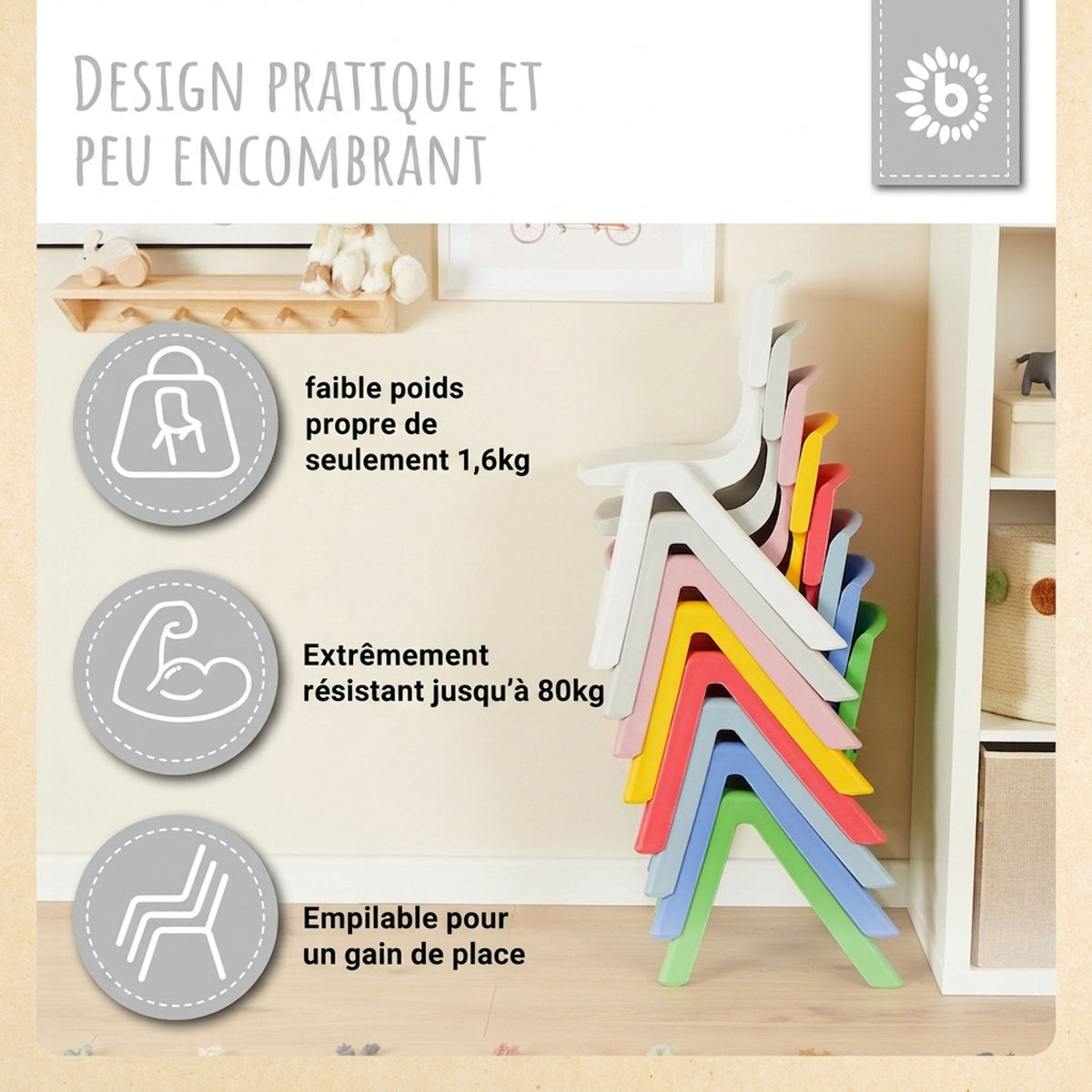 1x Kindertisch & 4x Kinderstuhl Silver - FR Infographic