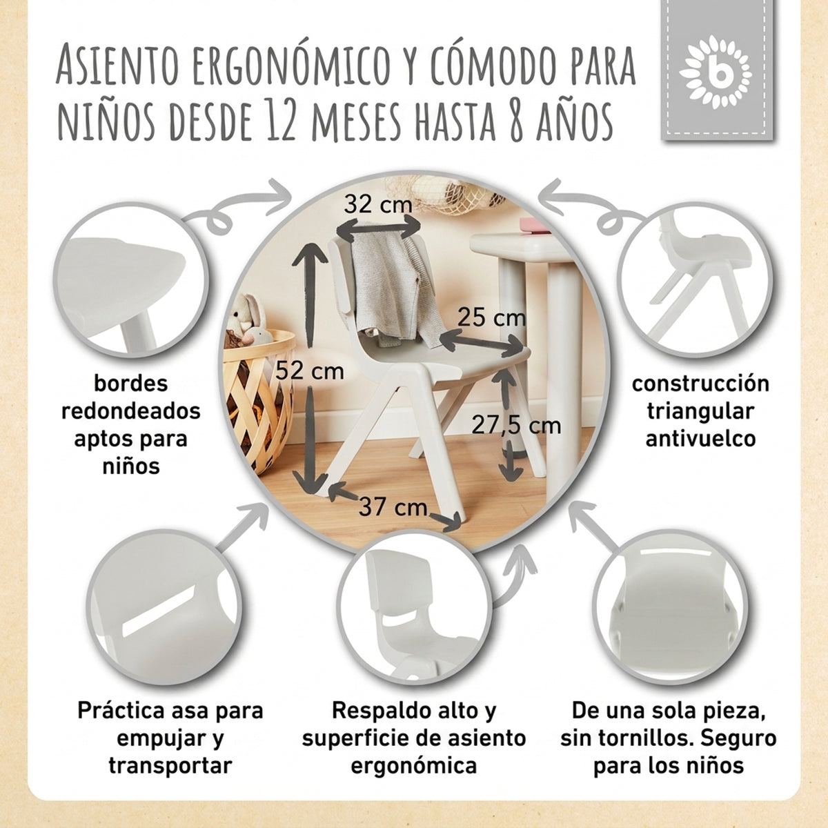 1x Kindertisch Silver & 4x Kinderstuhl Dreamy Rose - ES Infographic