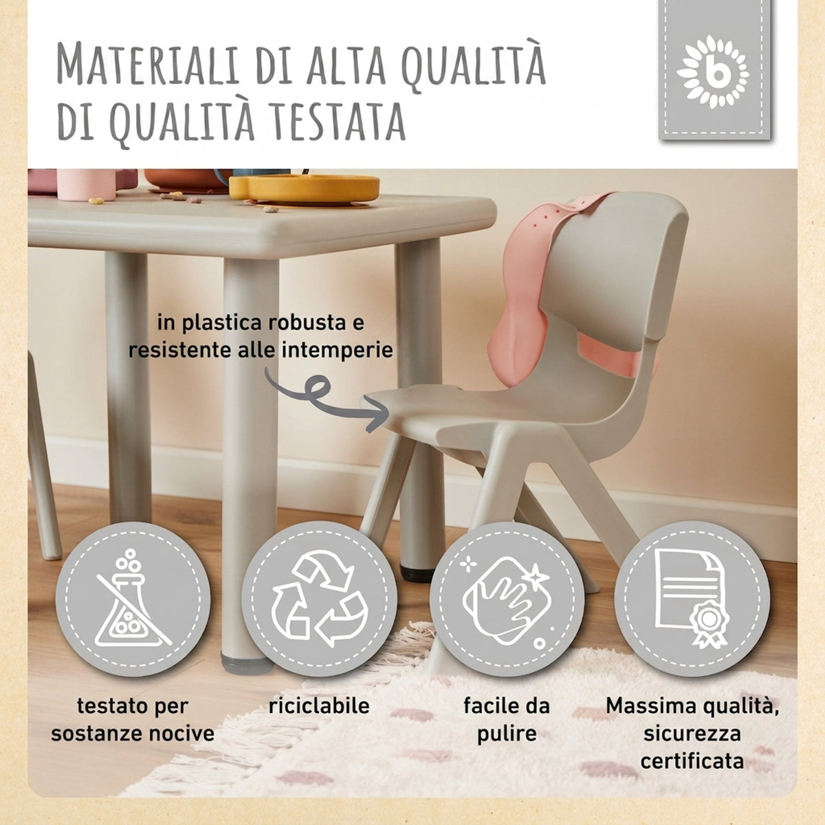 1x Kindertisch Silver & 4x Kinderstuhl Dreamy Rose - IT Infographic