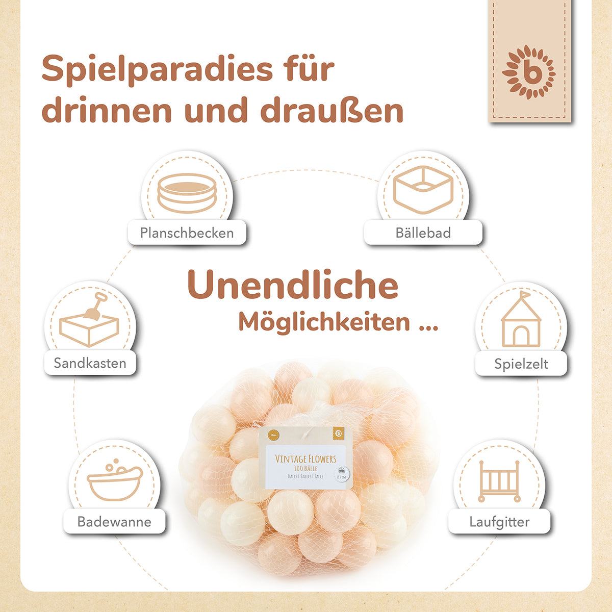 Palline Vintage Flowers 100 pezzi