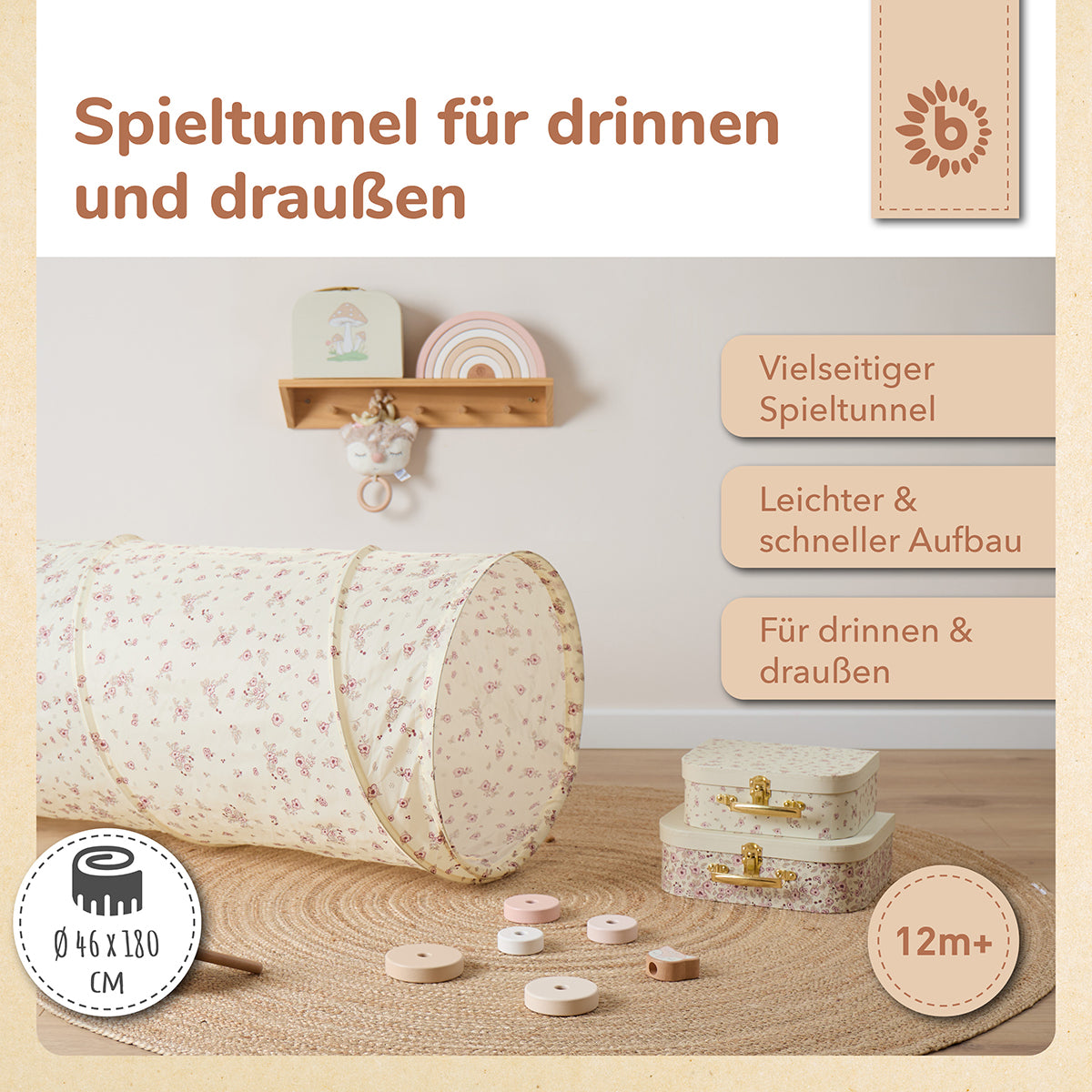 Tunnel da gioco Pop Up Vintage Flowers