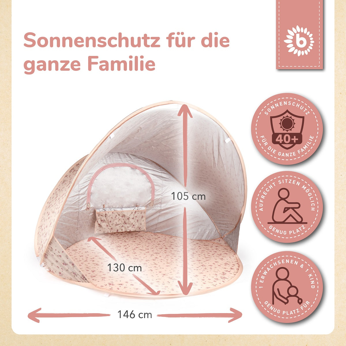 TENTE DE PLAGE POP UP DREAMY FLOWERS