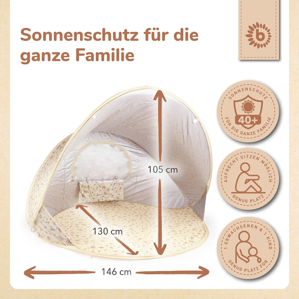 TENTE DE PLAGE POP UP VINTAGE FLOWERS