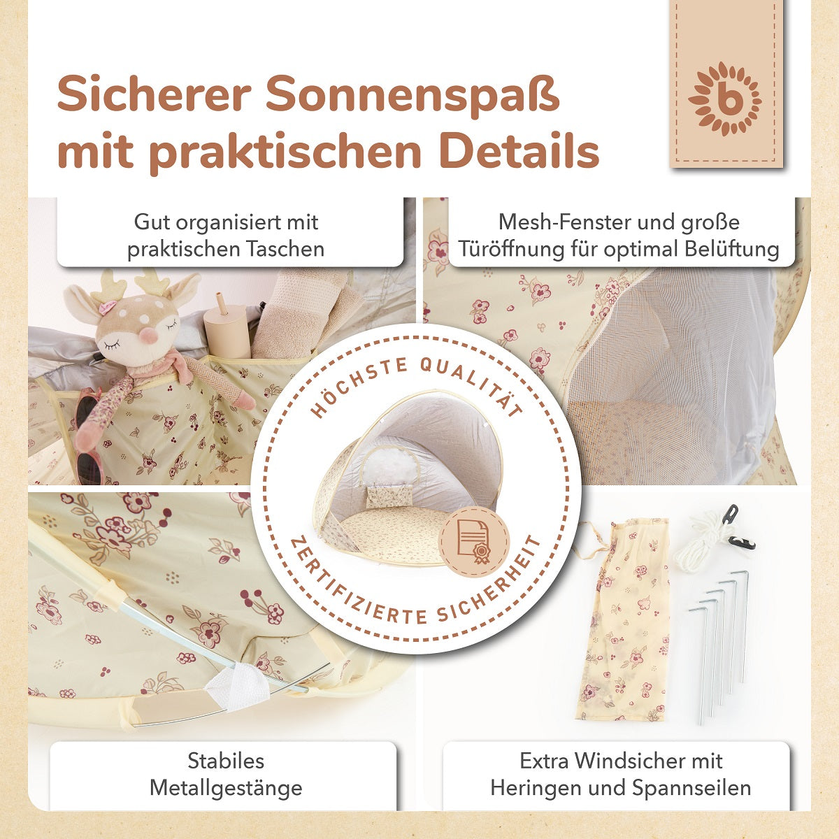 TENTE DE PLAGE POP UP VINTAGE FLOWERS