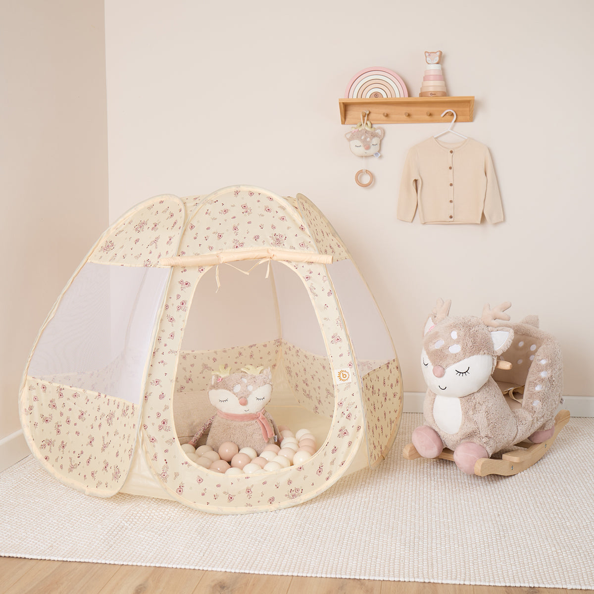 Pop Up Spielzelt und Bällebad Vintage Flowers mit 50 Bällen