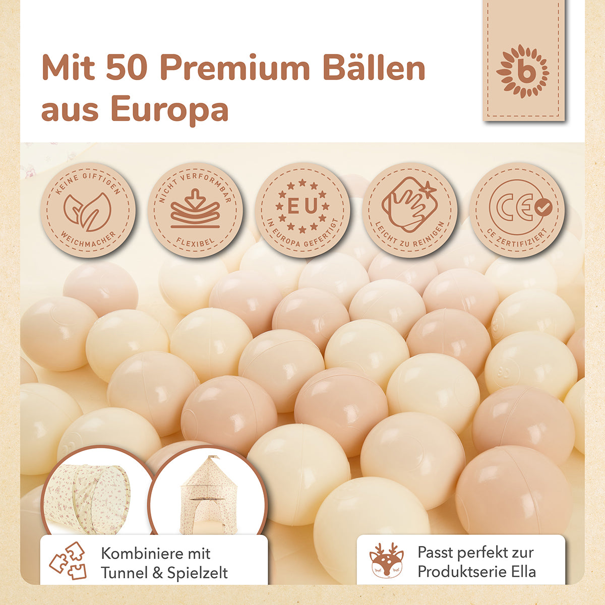 Tenda gioco Pop Up e piscina di palline Vintage Flowers con 50 palline