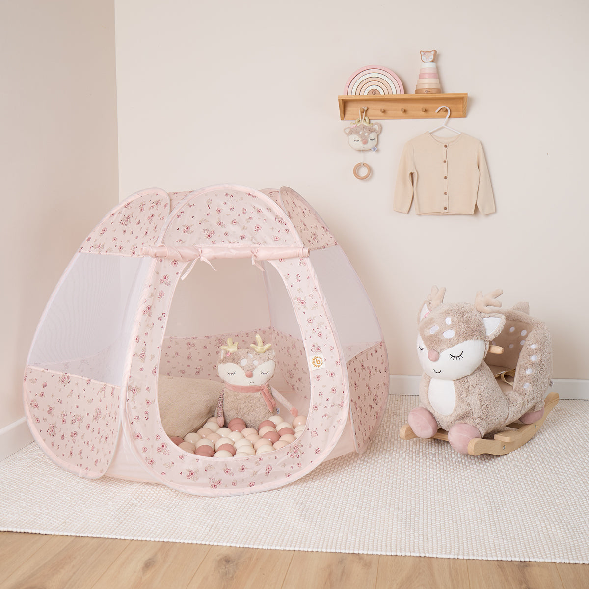 Tente de jeu pop-up et piscine à balles Dreamy Flowers avec 50 balles