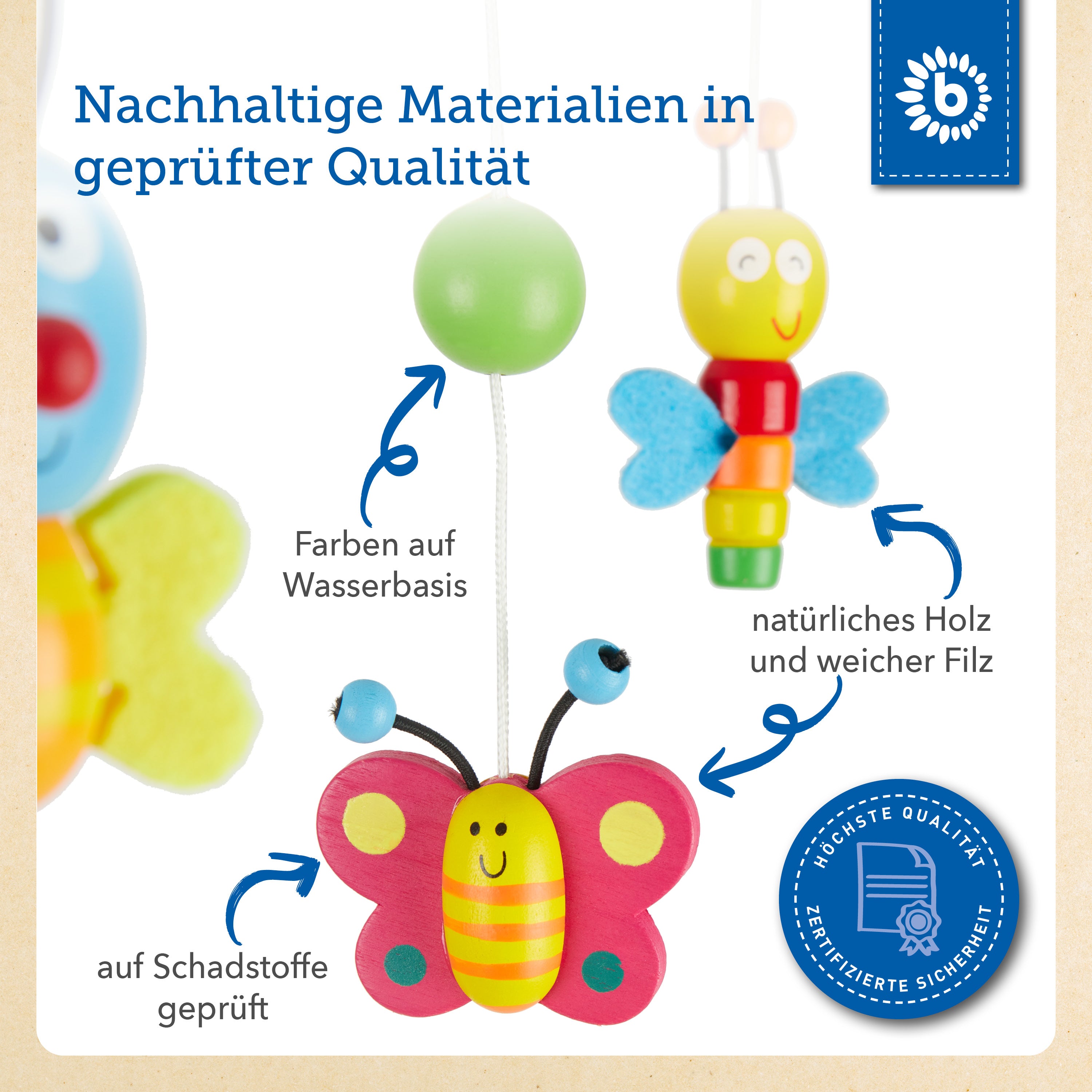 Mobile en bois Petits insectes