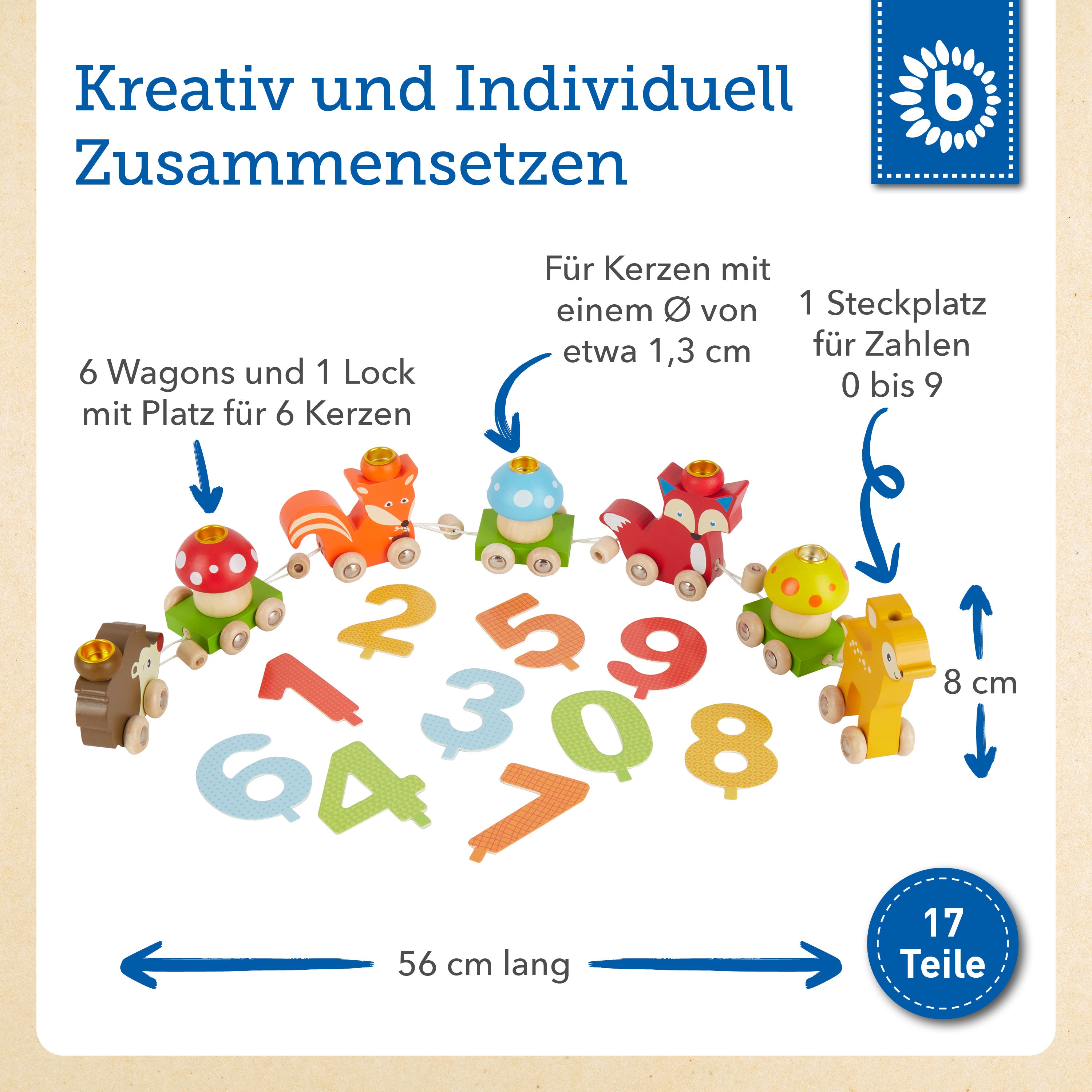 Train d'anniversaire animaux de la forêt