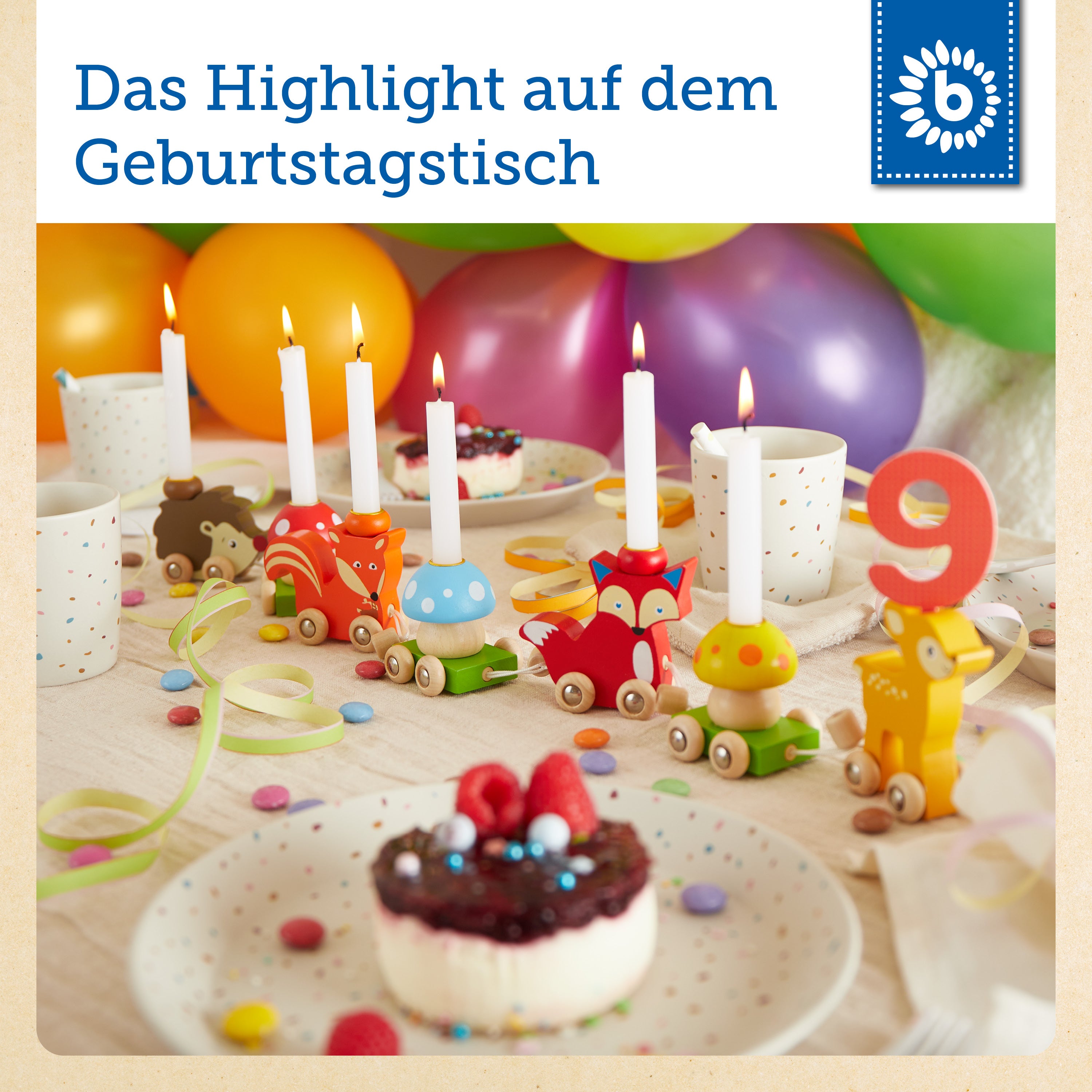 Train d'anniversaire animaux de la forêt