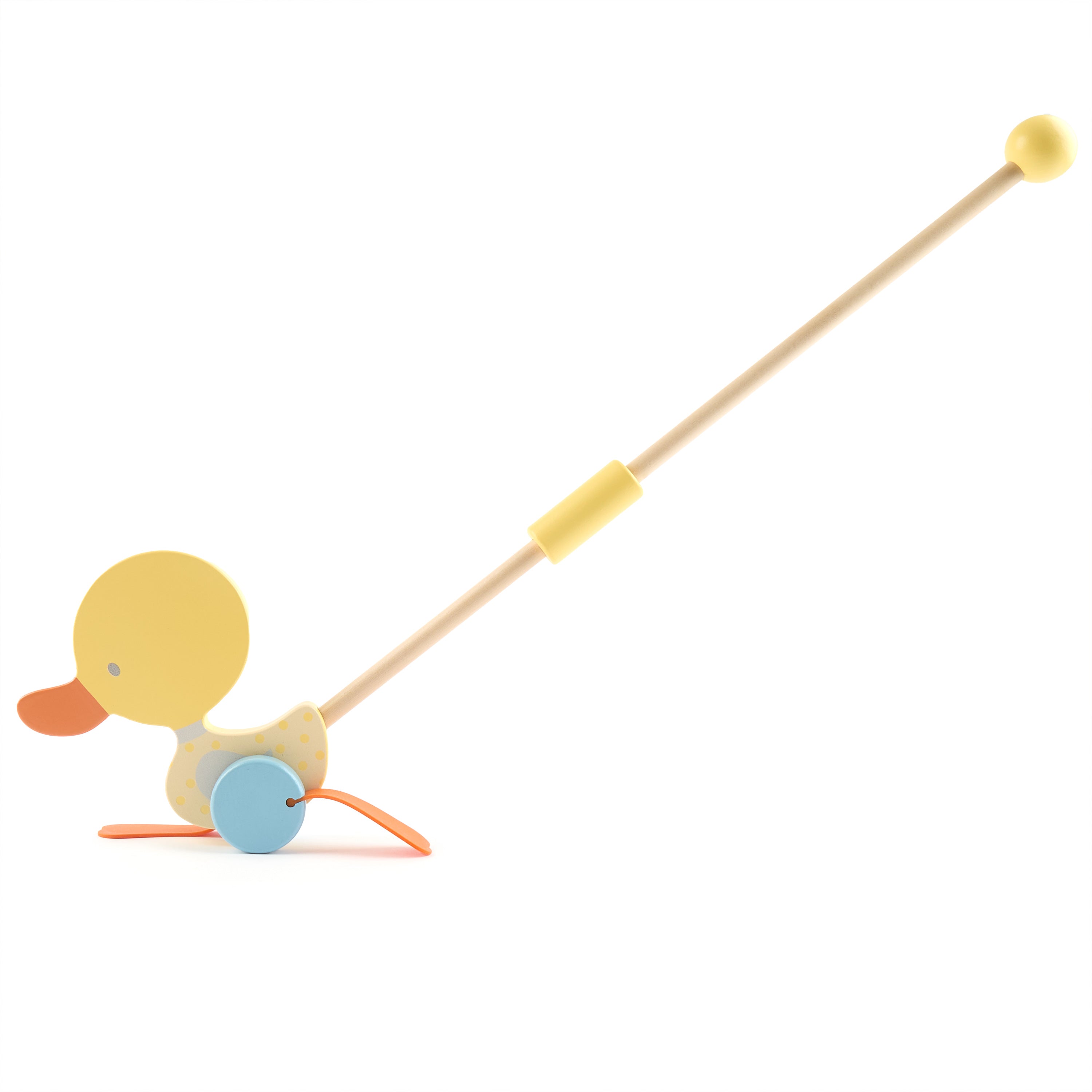 Bâton à pousser canard qui se dandine jaune
