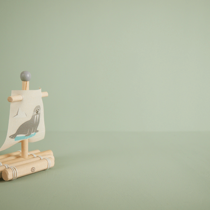 Radeau en bois avec voile