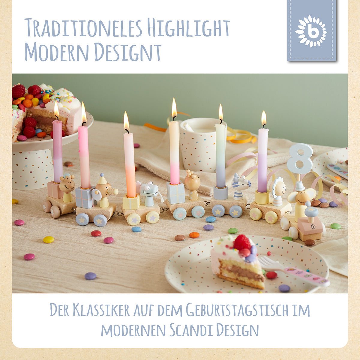 Train d'anniversaire en bois Candy 0-99 ans