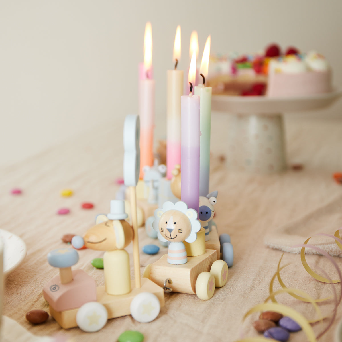 Train d'anniversaire en bois Candy 0-99 ans