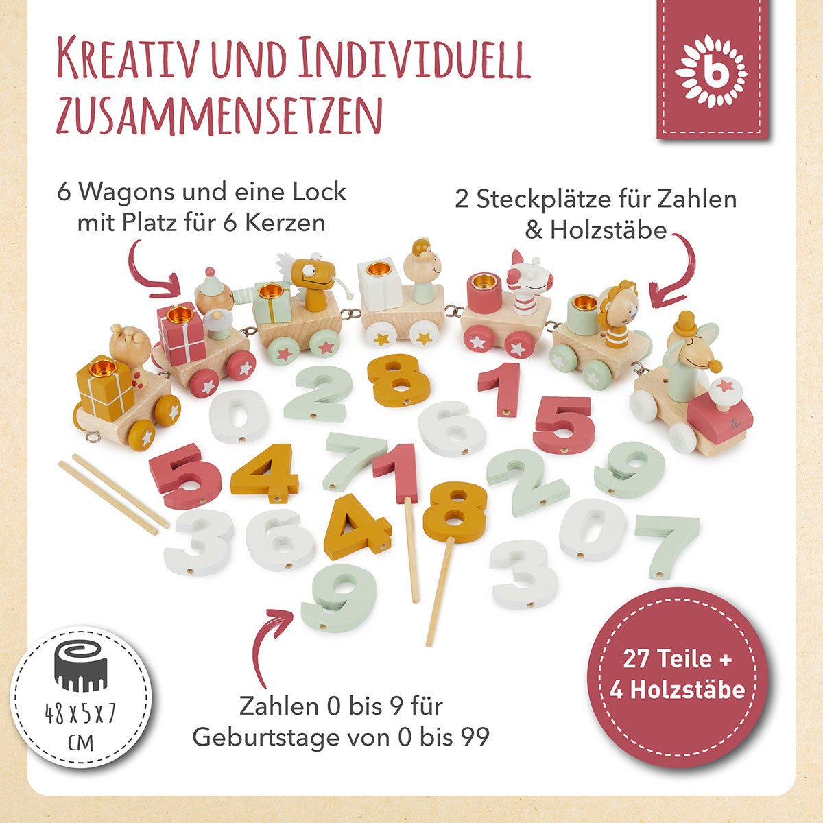 Train d'anniversaire en bois Berry 0-99 ans