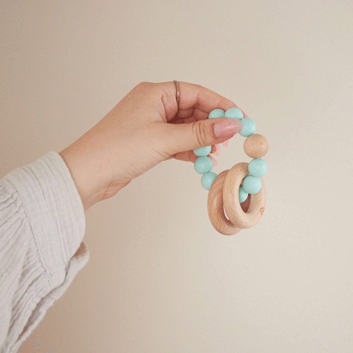 Anneau de dentition avec chaîne en silicone teal