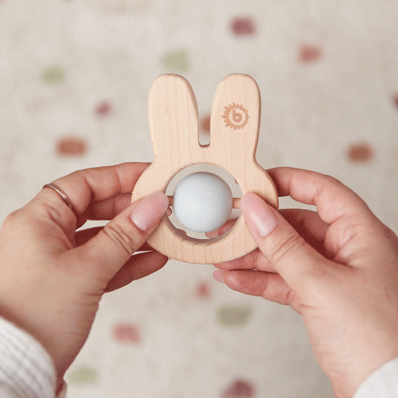 Anneau de dentition lapin avec boule en silicone