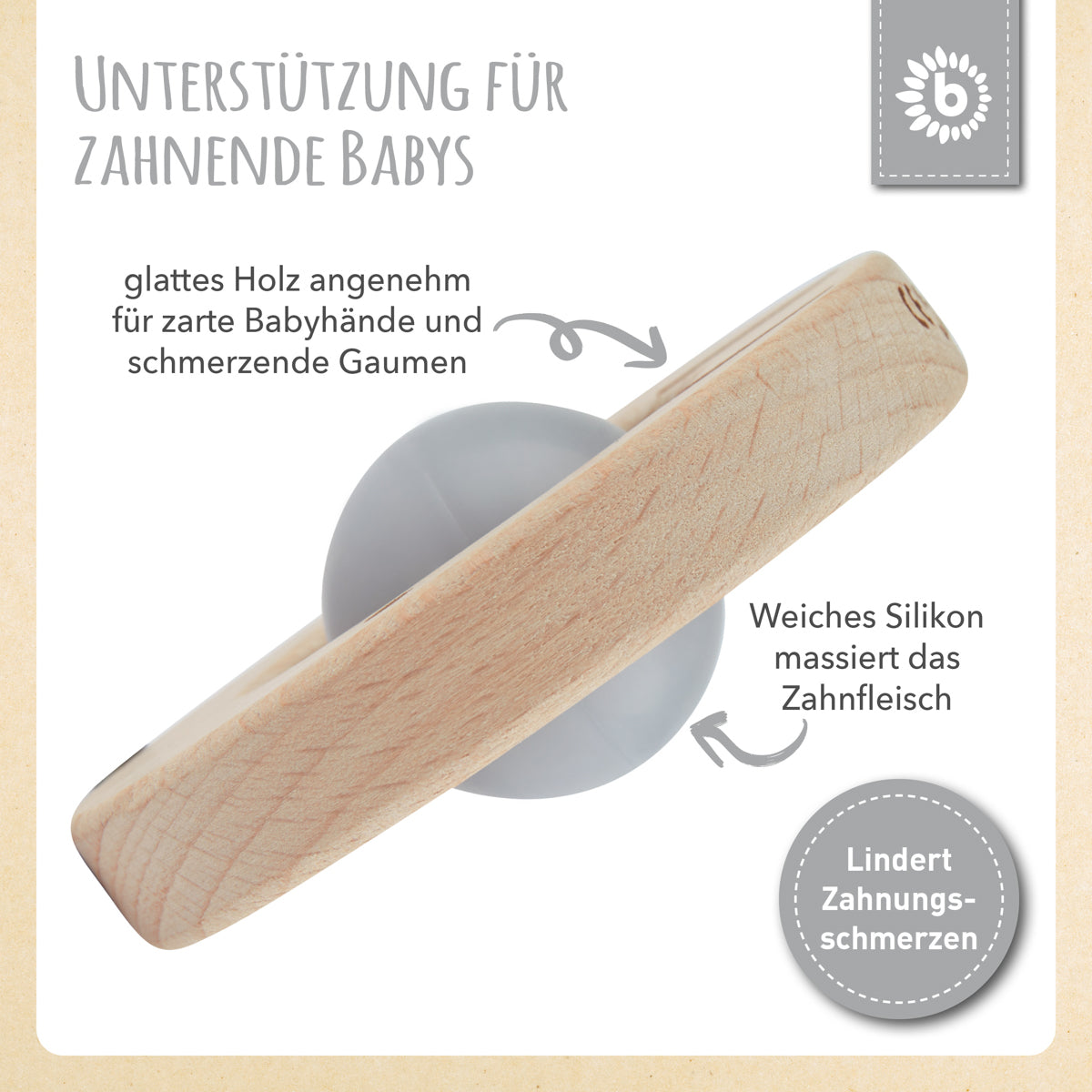 Anello da dentizione Scoiattolo con pallina in silicone