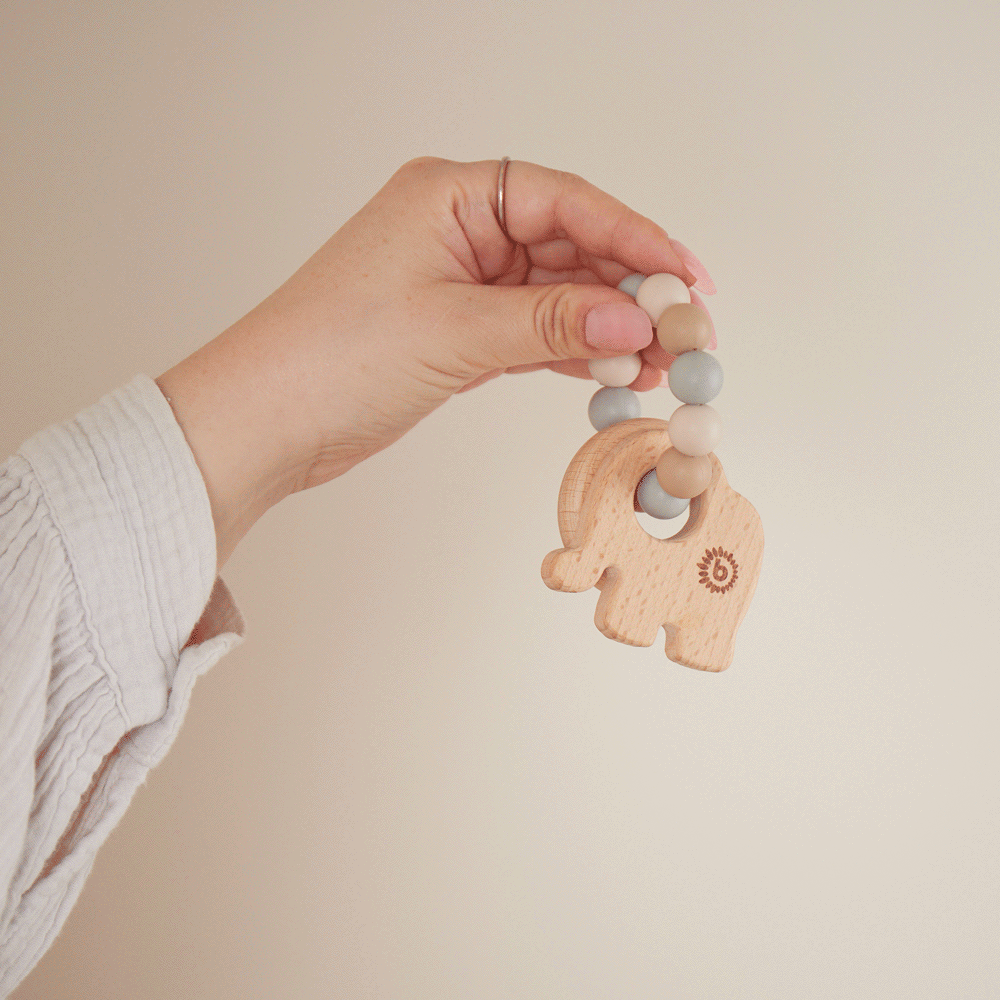 Anneau de dentition éléphant avec chaîne en silicone