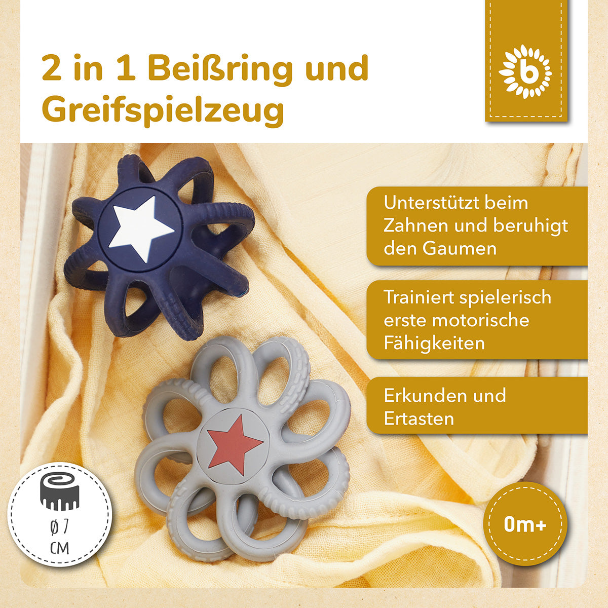 Set de 2 balles de préhension & de dentition en silicone Night Sky