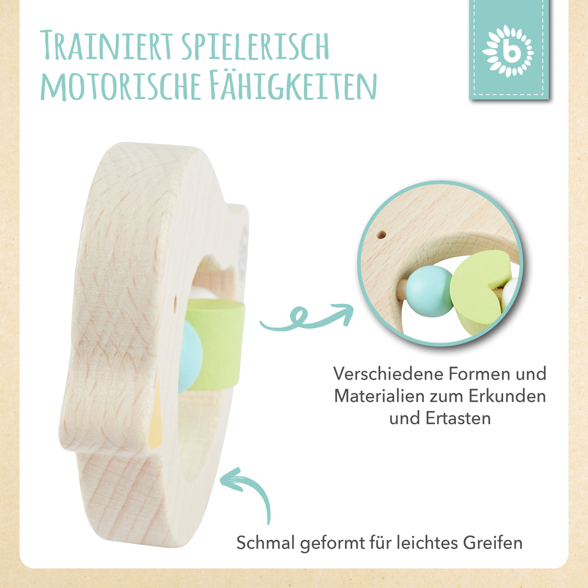 Anello da dentizione Uccellino light teal