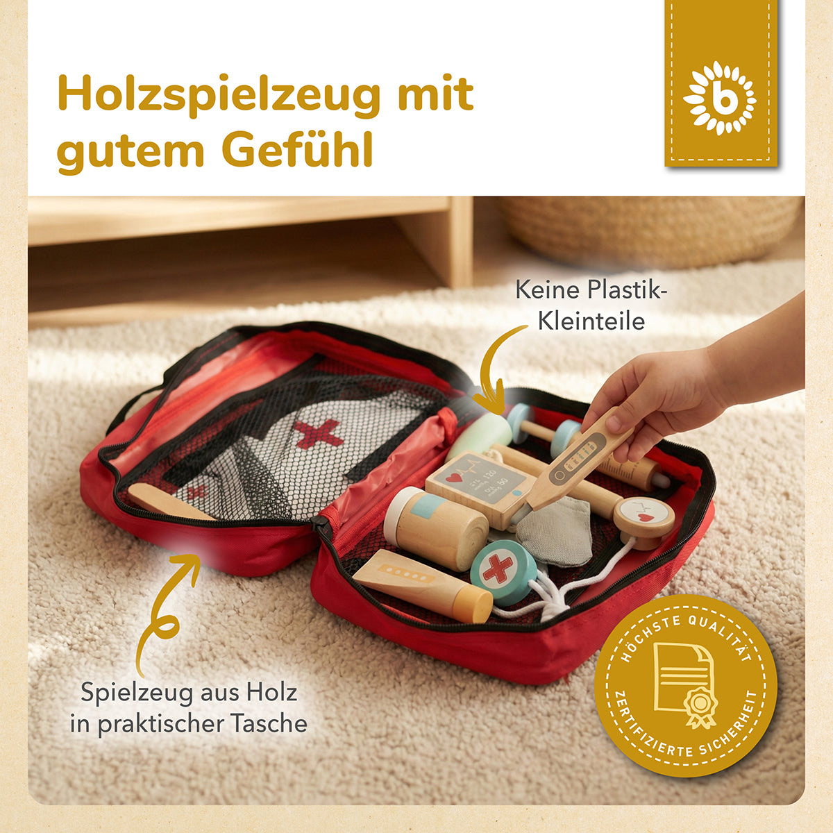 Arzttasche Kinder – Doktor-Spielset aus Holz, 12-teilig