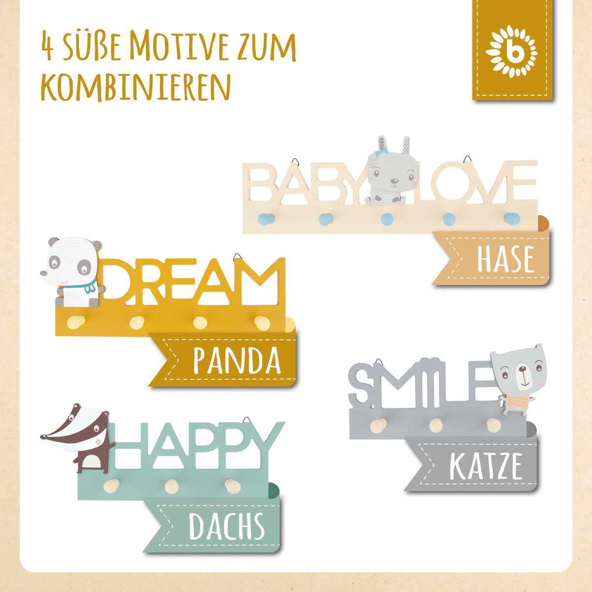 Appendiabiti da parete Panda