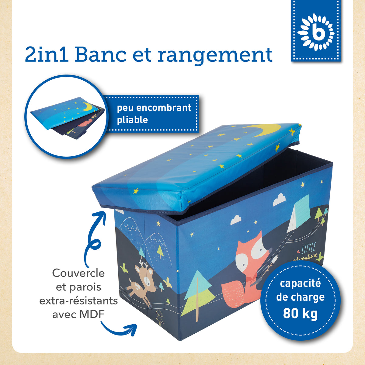 2in1 Staubox & Sitzbank Pfadfinder Camp - FR Infographic