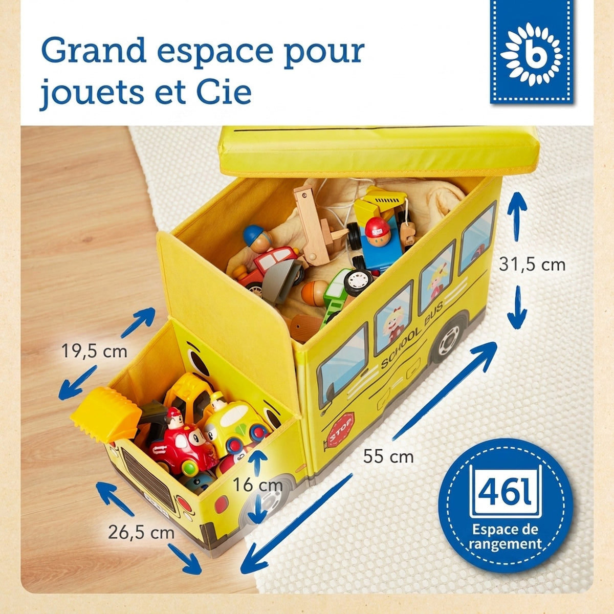 2in1 Staubox & Sitzbank Schulbus - FR Infographic