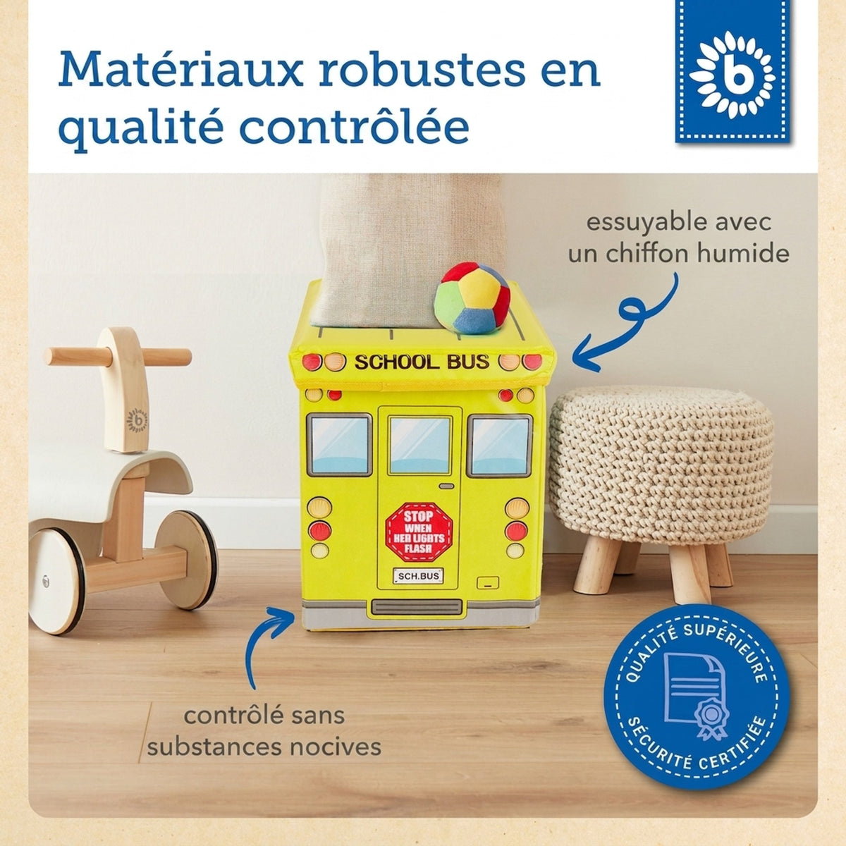 2in1 Staubox & Sitzbank Schulbus - FR Infographic