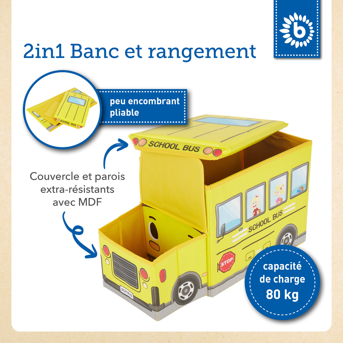 2in1 Staubox & Sitzbank Schulbus - FR Infographic