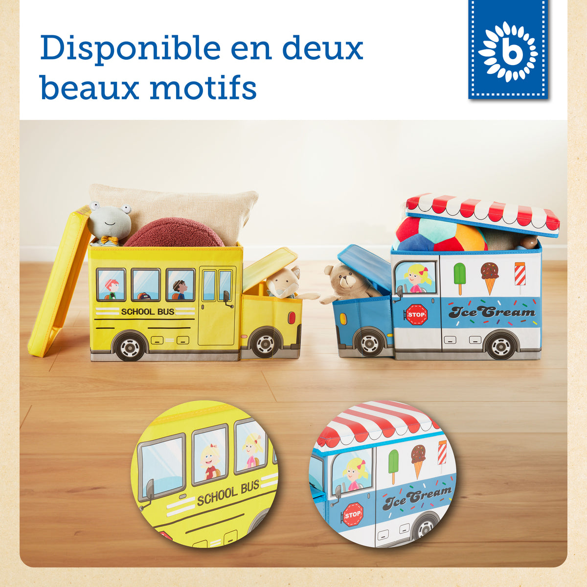 2in1 Staubox & Sitzbank Schulbus - FR Infographic