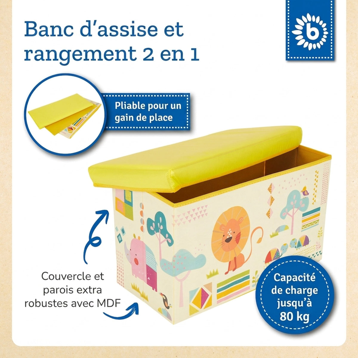 2in1 Staubox & Sitzbank Zoo - FR Infographic