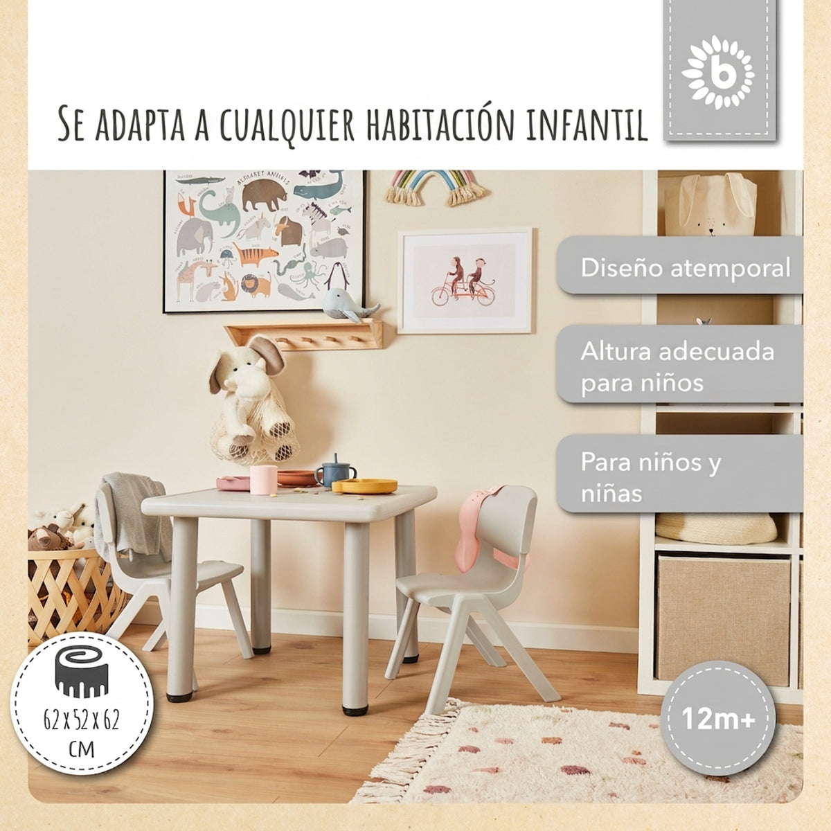 2x Kindertisch Silver & 4x Kinderstuhl Silver - ES Infographic