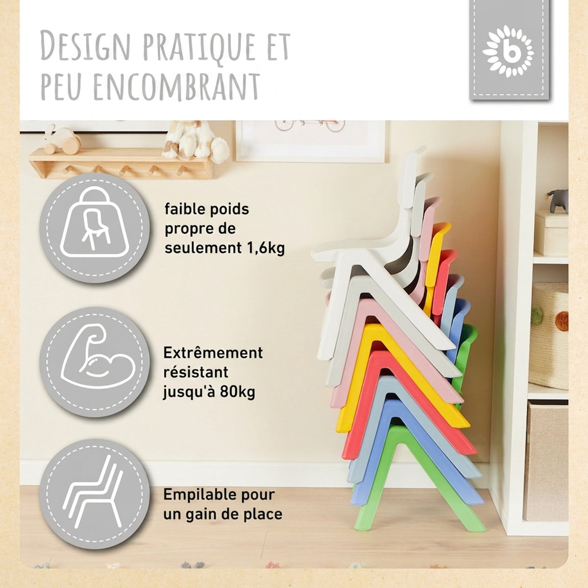 2x Kindertisch Silver & 4x Kinderstuhl Silver - FR Infographic