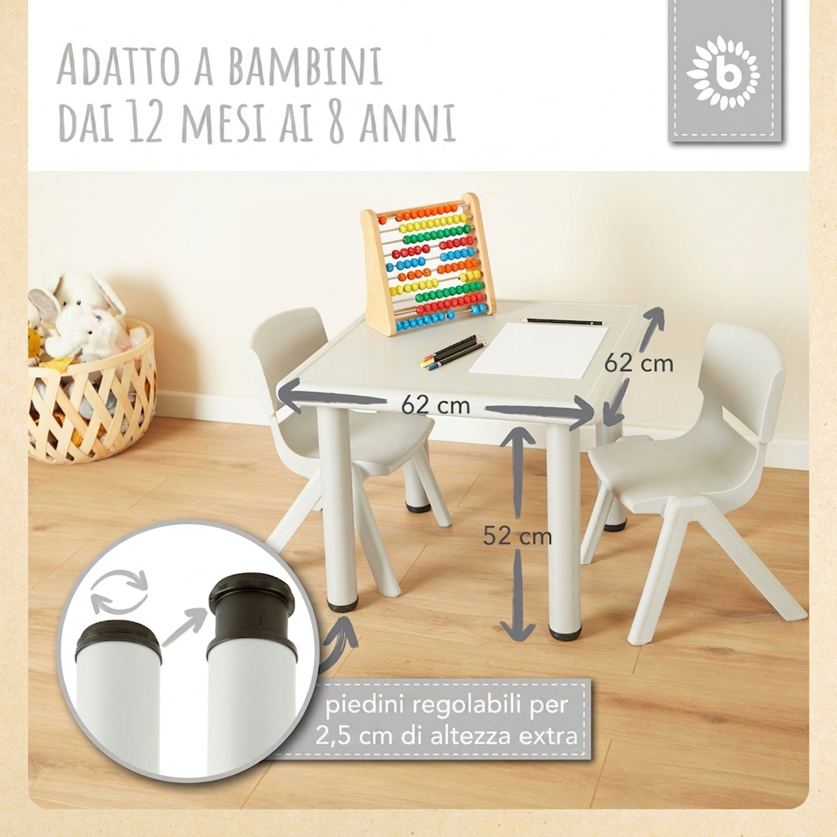 2x Kindertisch Silver & 4x Kinderstuhl Silver - IT Infographic